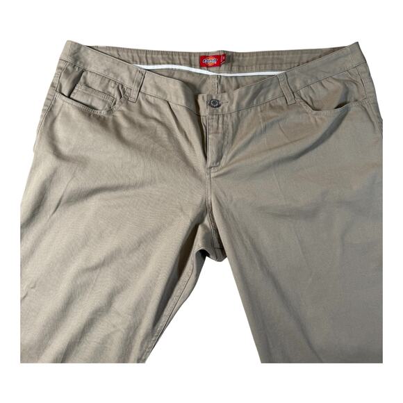 Dickies Girl Vintage Khaki 5 Pocket Skinny Pant Low Rise Straight Fit L20 - Picture 2 of 10